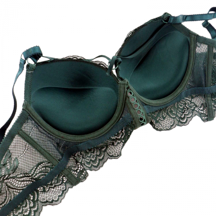Set doua piese lenjerie intima, sutien cu push-up si chiloti brazilieni G-7verde [3]