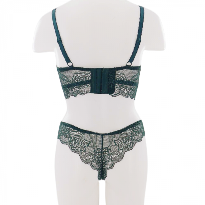 Set doua piese lenjerie intima, sutien cu push-up si chiloti brazilieni G-7verde [2]