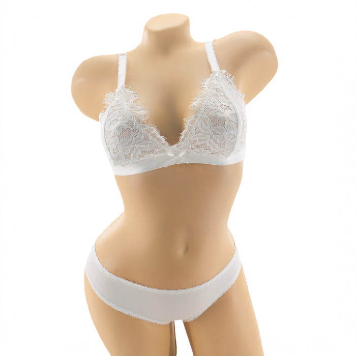 Set doua piese lenjerie intima, sutien si chiloti sexy V9alb [1]