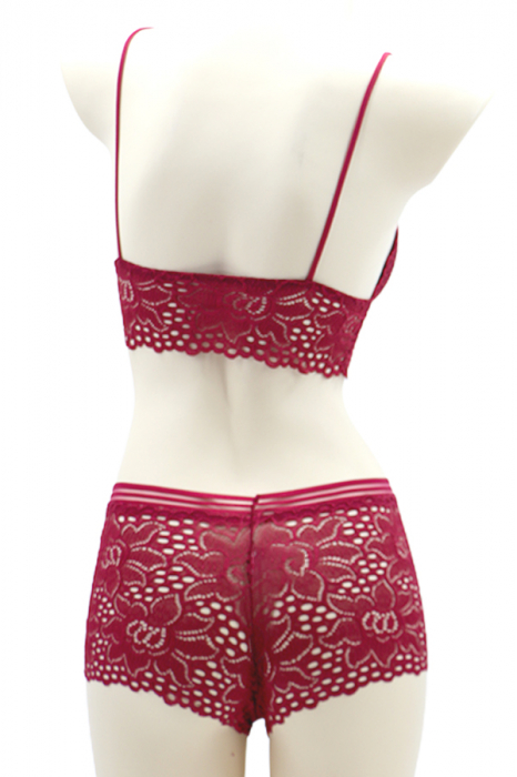 Set 2 piese lenjerie intima, top si chiloti SMT8851visiniu [3]
