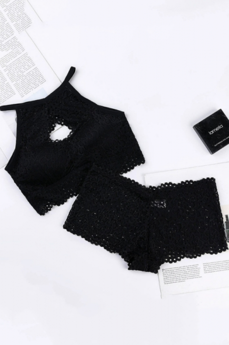 Set 2 piese lenjerie intima, top si chiloti SMT8854negru [4]
