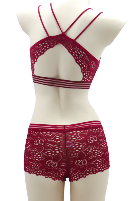 Set 2 piese lenjerie intima, top si chiloti SMT8855visiniu [2]