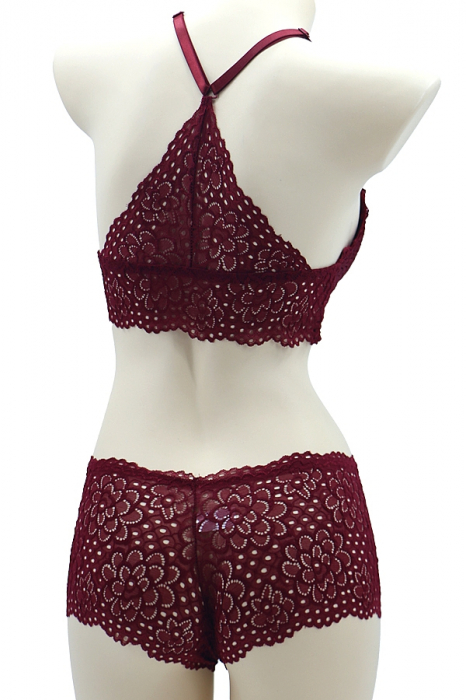 Set 2 piese lenjerie intima, top si chiloti SMT8858visiniu [2]