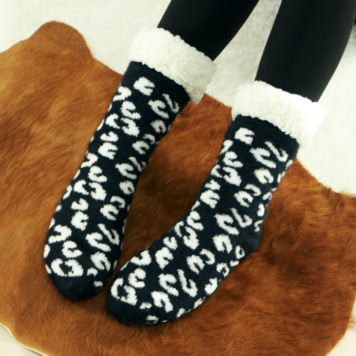 Sosete flausate cu model Leopard 31508-5negru [2]