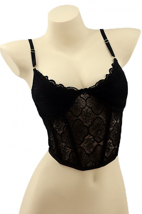 Top cu accente dantela YAN-905negru [1]