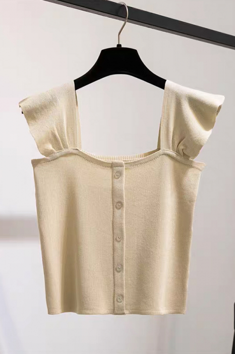 Top din tricot cu nasturi decorativi XPX-9626bej [2]