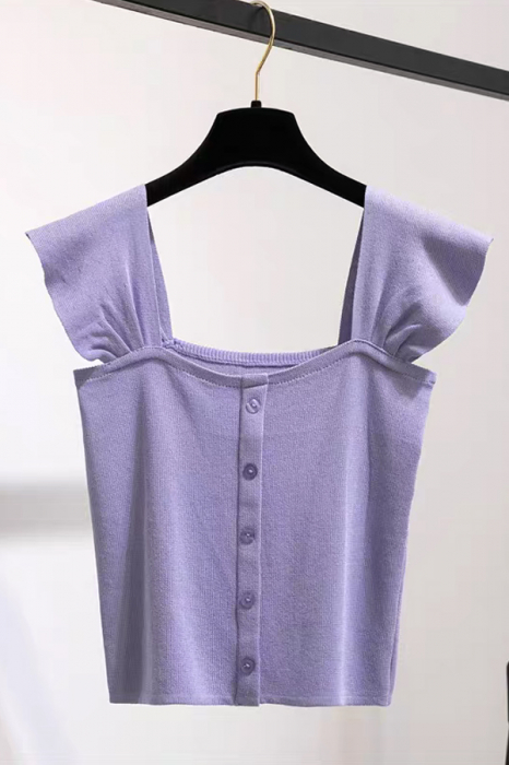 Top din tricot cu nasturi decorativi XPX-9626mov [2]