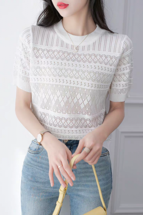 Top din tricot XPX-8793alb [1]