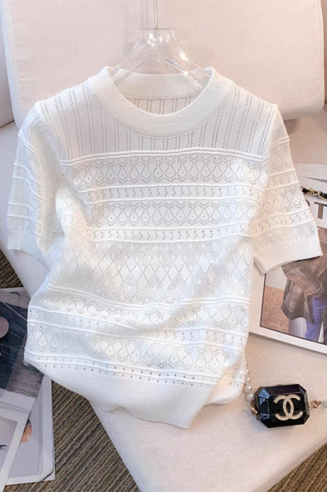 Top din tricot XPX-8793alb [3]
