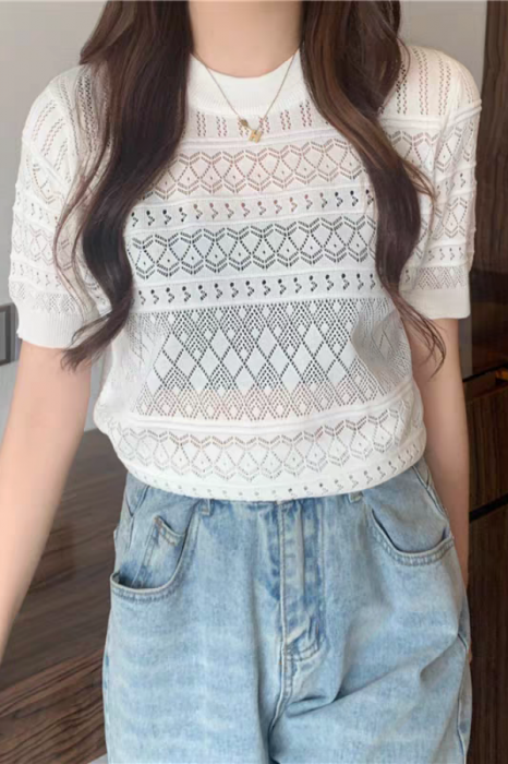Top din tricot XPX-8793alb [4]