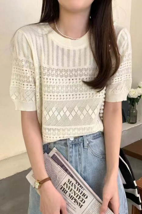 Top din tricot XPX-8793alb [5]