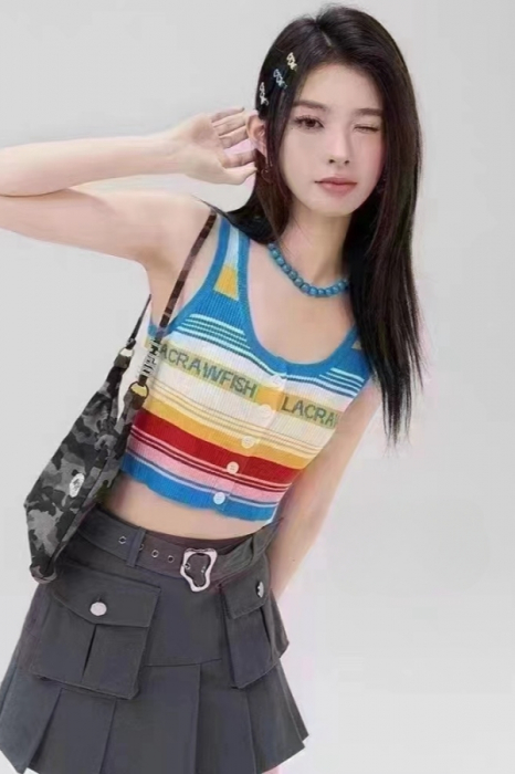 Top din tricot cu dungi retro curcubeu XBX-6628 [10]