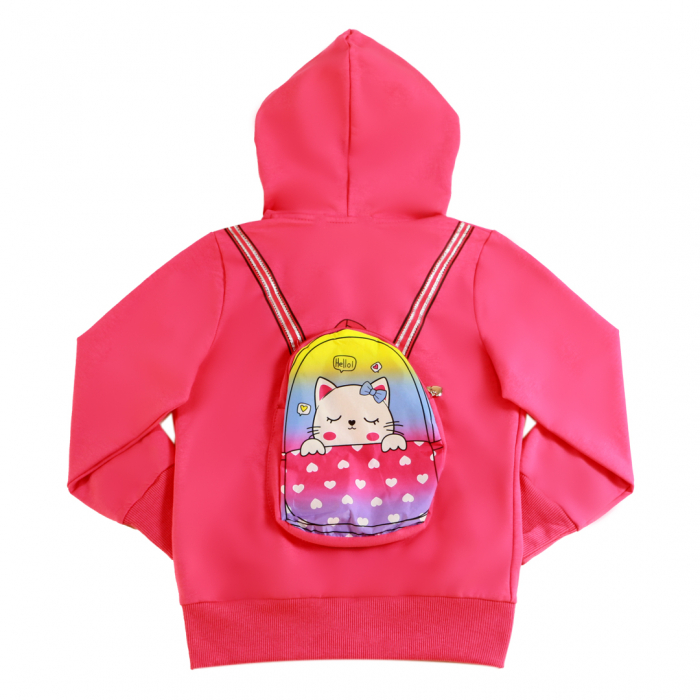 Trening cu gluga 2 piese si mini rucsac Y-323fucsia [4]