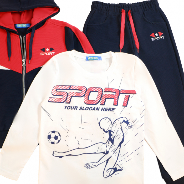 Trening cu gluga 3 piese Y-627rosu [2]