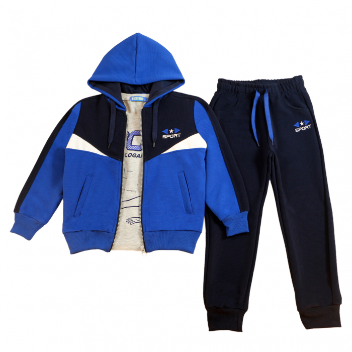 Trening cu gluga 3 piese Y-627bleumarin [3]