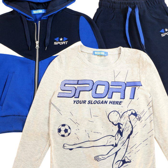 Trening cu gluga 3 piese Y-627bleumarin [2]