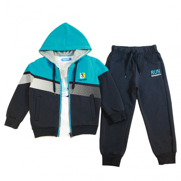 Trening cu gluga 3 piese Y-631albastru [4]