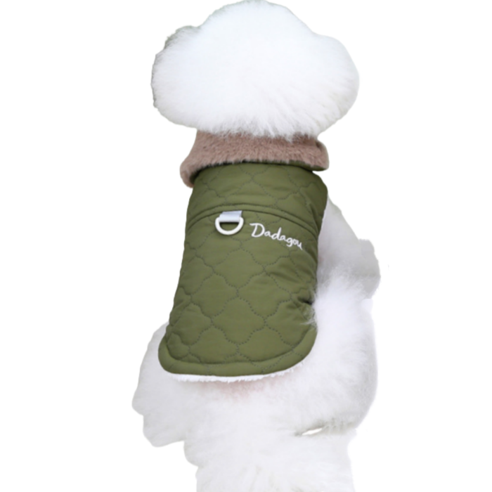 Vesta flausata cu guler de blana DOG-19verde [1]