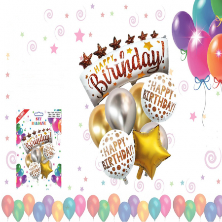 Baloane - Set aranjament 8 baloane 'Happy Birthday' 063215