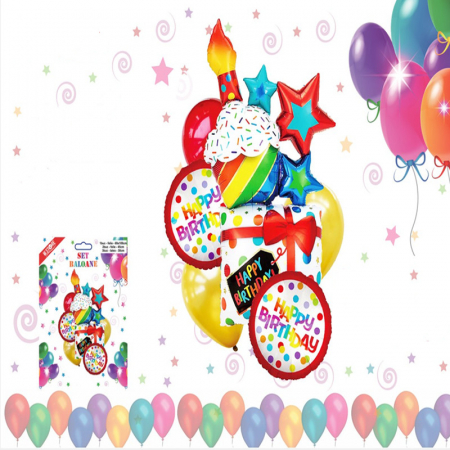 Baloane - Set aranjament 6 baloane 'Happy Birthday' 063222
