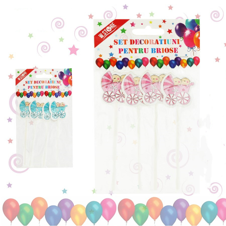 Accesorii party - Set 4 decoratiuni pentru prajituri 061485