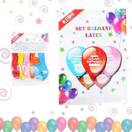 Baloane - Set 6 baloane colorate „ Happy birthday ” 041087