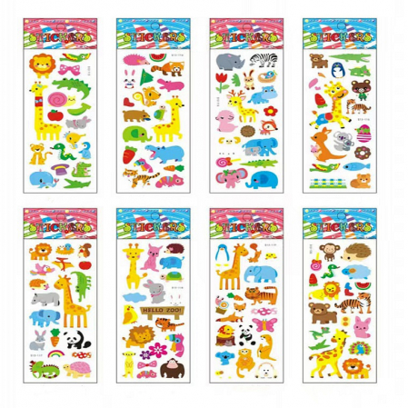 Jucării - Set 5 folii de abtibilduri pentru copii cu animale AST004