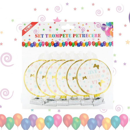 Accesorii party - Set 6 suflatori ” La multi ani ” 063543