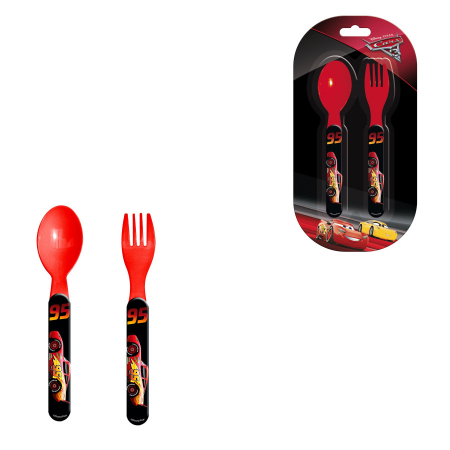 Articole pentru bucătărie - Set 2 tacamuri plastic cu Fulger McQueen LQ0006