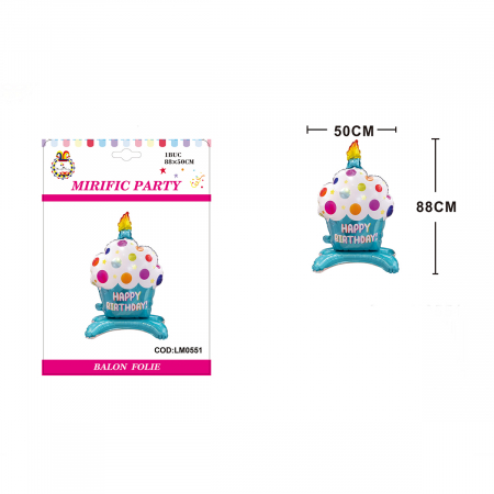 Articole party - Balon din folie de aluminiu figurina briosa ' Happy Birthday ' 88 x 50 cm LM0551