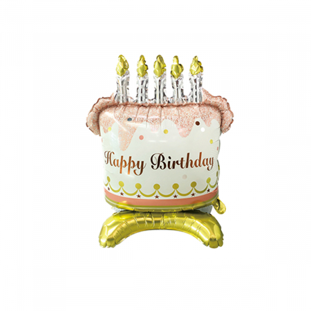 Baloane - Balon din folie de aluminiu figurina tort ' Happy Birthday ' 85 x 45 cm LM0552