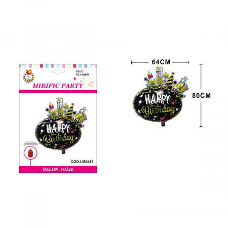 Articole party - Balon din folie de aluminiu figurina ' Happy Birthday ' 80 x 64 cm LM0541