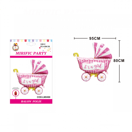 Articole party - Balon din folie de aluminiu in forma de carucior ' It's a girl ' LM0499