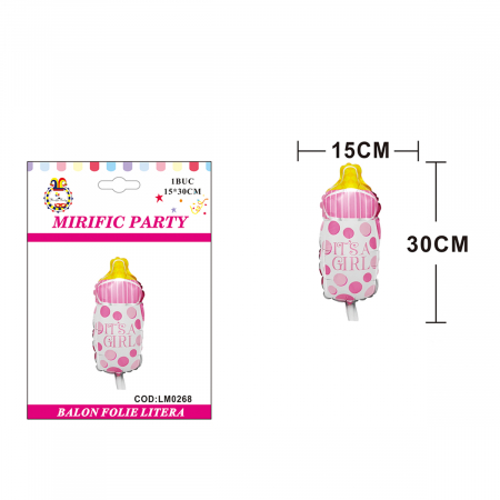 Articole party - Balon din folie de aluminiu ' It's a girl ' 220268-F 15 x 30 cm