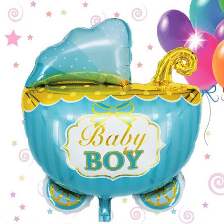 Articole party - Balon din folie in forma de carucior ' Baby Boy ' 057955