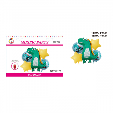 Articole party - Set aranjament 5 baloane figurina ' Dinozaur haios ' 80 cm TZ5170