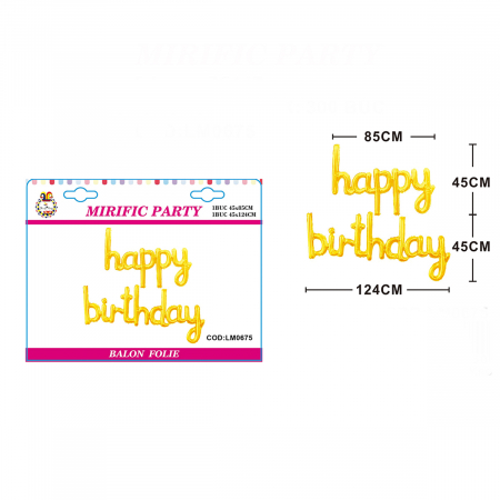 Articole party - Set 2 baloane din folie de aluminiu 'Happy birthday' 124 x45 cm LM0675