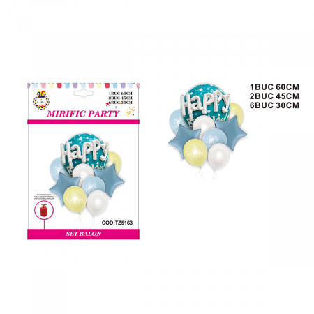 Articole party - Set aranjament 9 baloane ' Happy Birthday ' 60 cm TZ5163