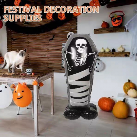 Baloane - Balon cu stativ pentru decor Halloween ' Schelet ' 57 x 99 cm LY-2439-3negru