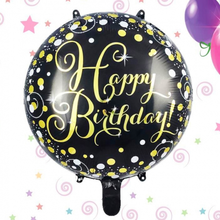 Articole party - Balon negru din folie ' Happy Birthday '  057940