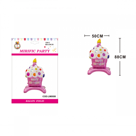 Articole party - Balon din folie de aluminiu figurina briosa ' Happy Birthday ' 88 x 50 cm LM0550