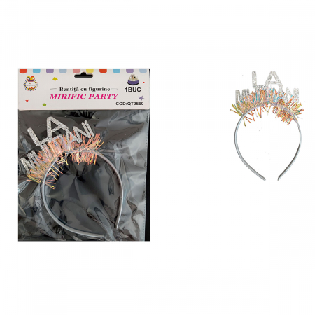 Articole party - Bentita pentru petrecere cu figurine ' La Multi Ani ' QT9560