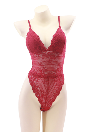 Body-uri - Body sexy cu dantela brodata 741visiniu