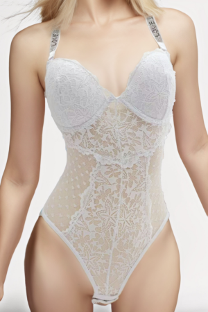 Body-uri - Body sexy cu dantela brodata BD1465alb