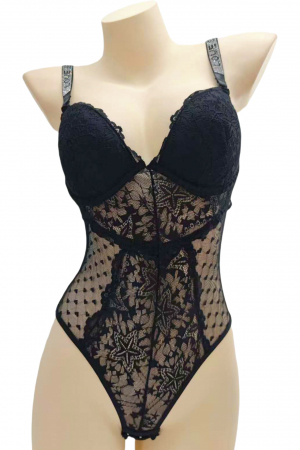 Body-uri - Body sexy cu dantela brodata BD1465negru