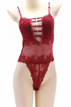 Body-uri - Body sexy cu dantela brodata Y622visiniu