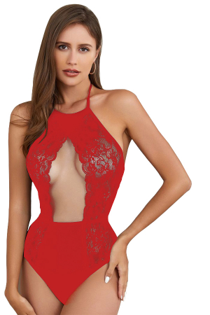 Body-uri - Body sexy cu dantela florala si decupaj in zona sanilor NF-2031visiniu
