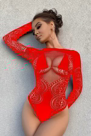 Body-uri - Body sexy din plasa fina accesorizata cu dantela ZS-W695