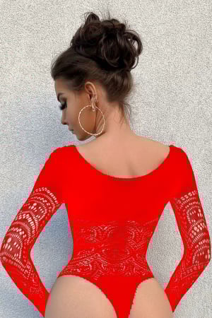 Body-uri - Body sexy din plasa fina accesorizata cu dantela ZS-W695