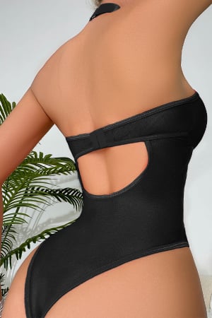 Body-uri - Body sexy din plasa si piele sintetica, accesorizat cu fermoar in fata MDD-8178